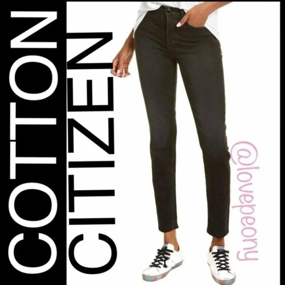 COTTON CITIZEN  High Waist Skinny Leg Jean Black - Picture 1 of 15